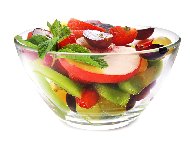 Рецепта Плодова салата с праскови, киви, грозде и ягоди